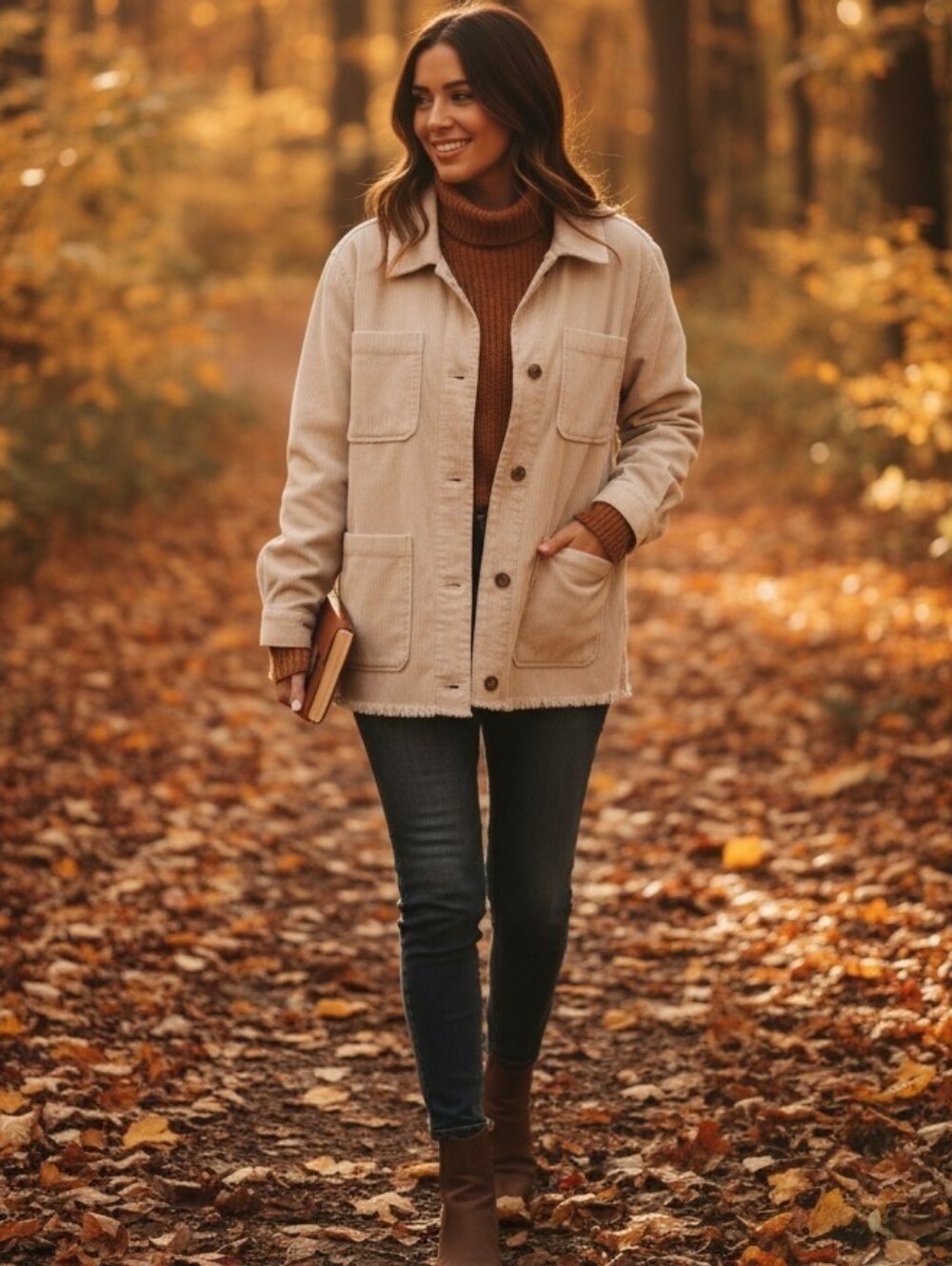 Hollister Beige Corduroy Utility Jacket